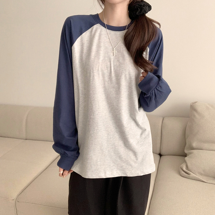 ラウンドルーズフィット長袖Tシャツ(6color) MELANGE WHITE