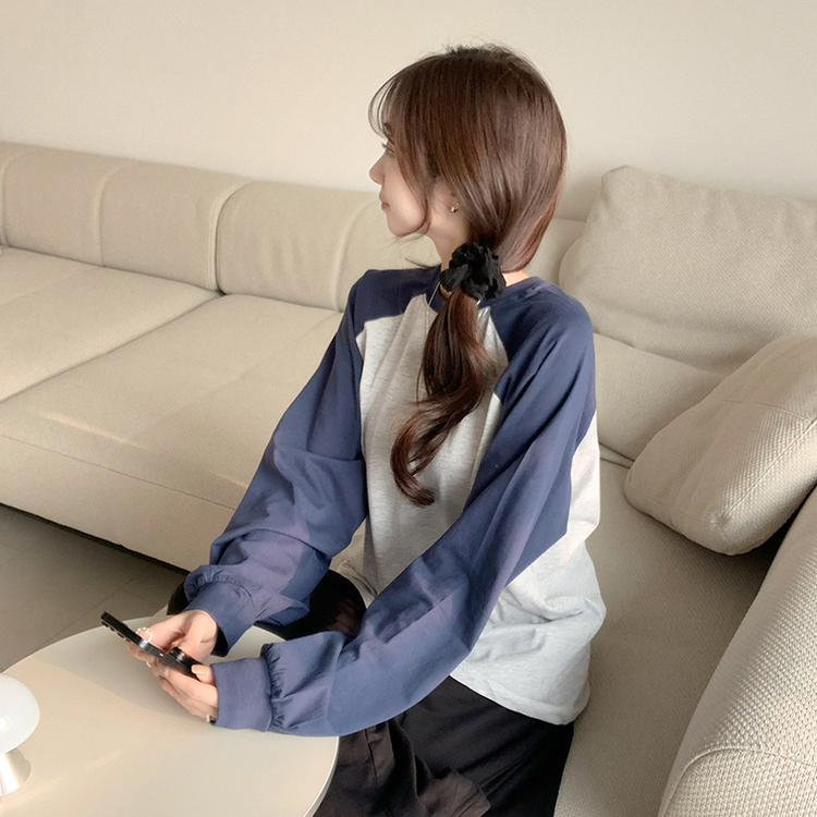 ラウンドルーズフィット長袖Tシャツ(6color) MELANGE WHITE