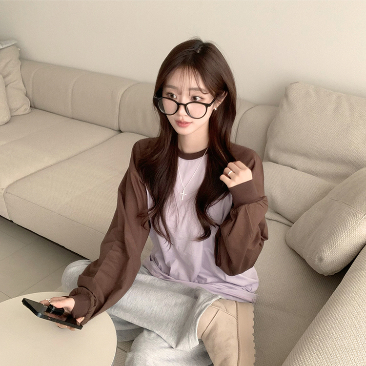 ラウンドルーズフィット長袖Tシャツ(6color) PURPLE