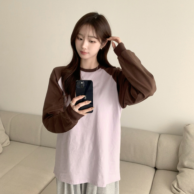 ラウンドルーズフィット長袖Tシャツ(6color) PURPLE