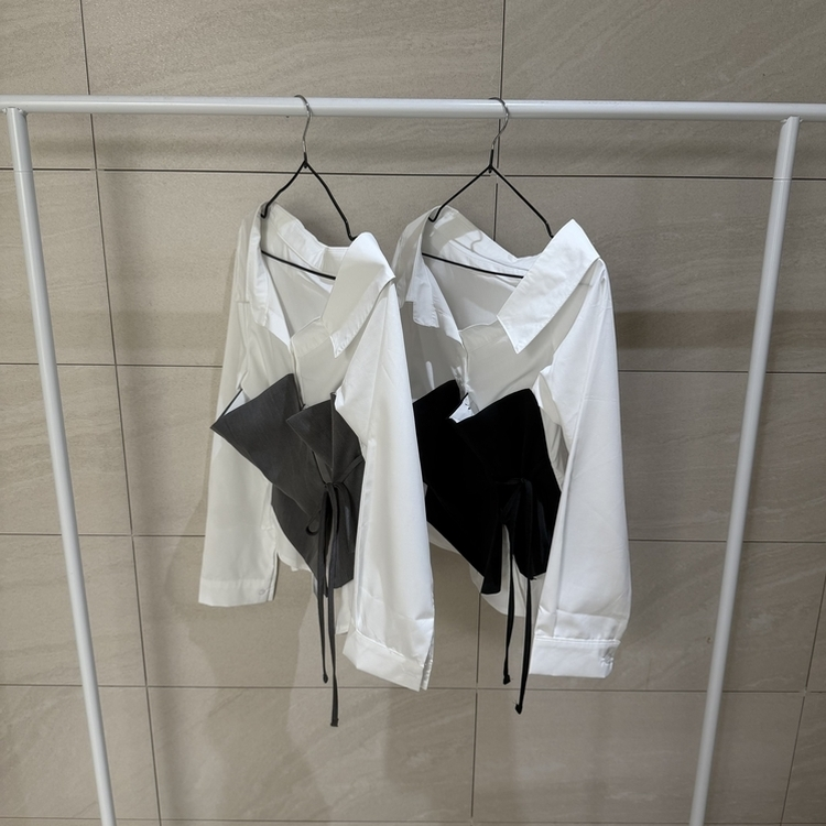 レイヤードワンオフシャツブラウス