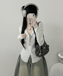 ボタンルーズスリムニットカーディガン IVORY