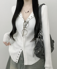 ボタンルーズスリムニットカーディガン IVORY