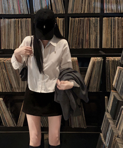 【ベルト付き】フェイクポケットAラインミニスカート BLACK