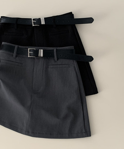【ベルト付き】フェイクポケットAラインミニスカート