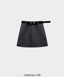 【ベルト付き】フェイクポケットAラインミニスカート