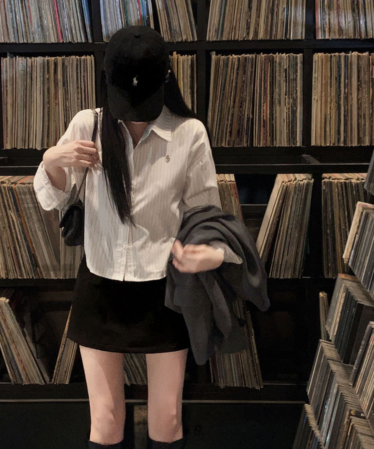 벨트SET 파이 페이크 포켓 A라인 미니 스커트 블랙