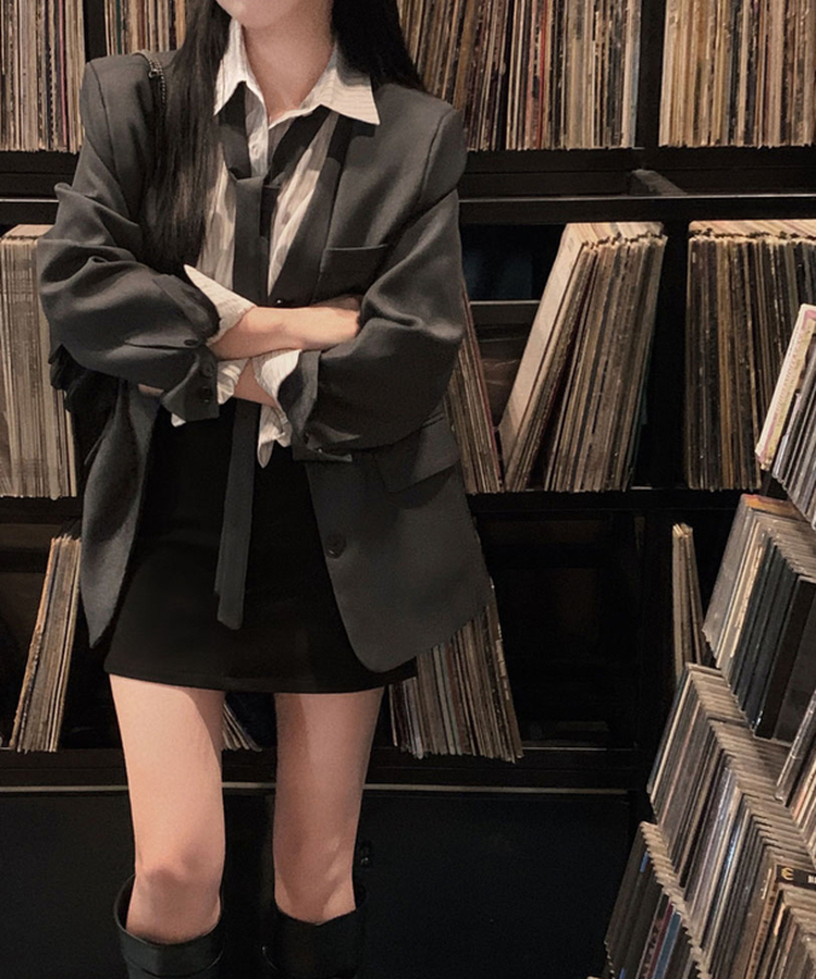 벨트SET 파이 페이크 포켓 A라인 미니 스커트 블랙