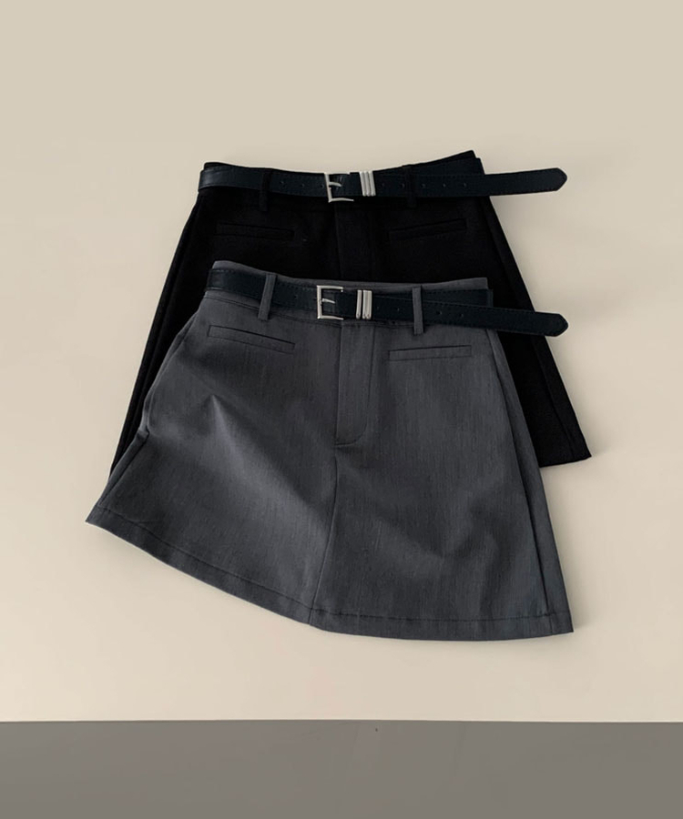 벨트SET 파이 페이크 포켓 A라인 미니 스커트