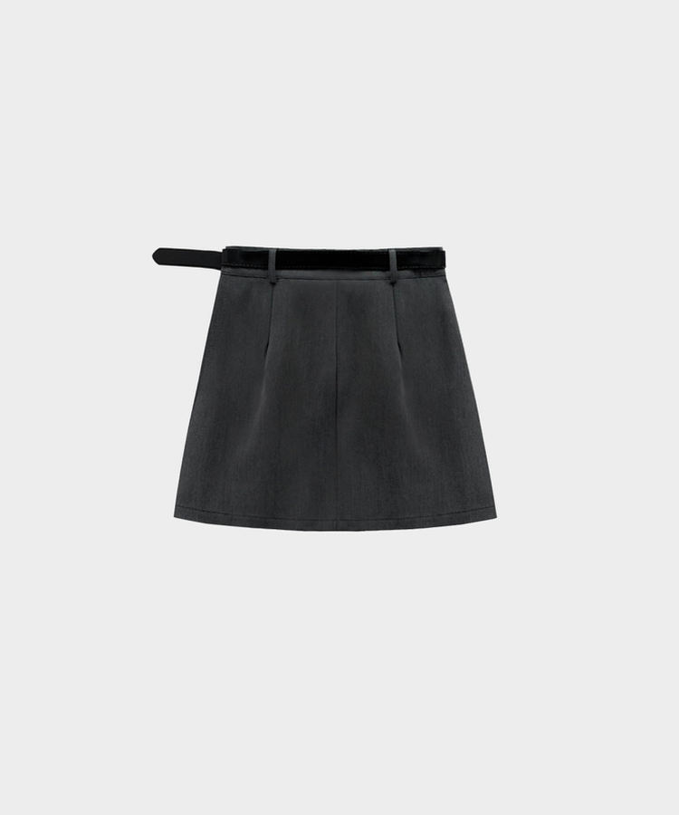 벨트SET 파이 페이크 포켓 A라인 미니 스커트