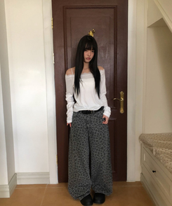 デイジーフラワーワイドデニムパンツ GREY