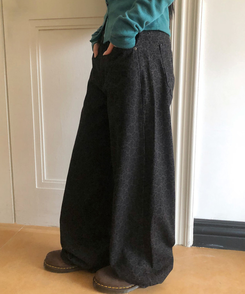 デイジーフラワーワイドデニムパンツ BLACK