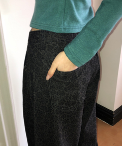 デイジーフラワーワイドデニムパンツ BLACK