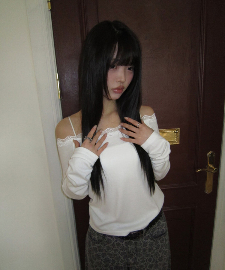 デイジーフラワーワイドデニムパンツ GREY