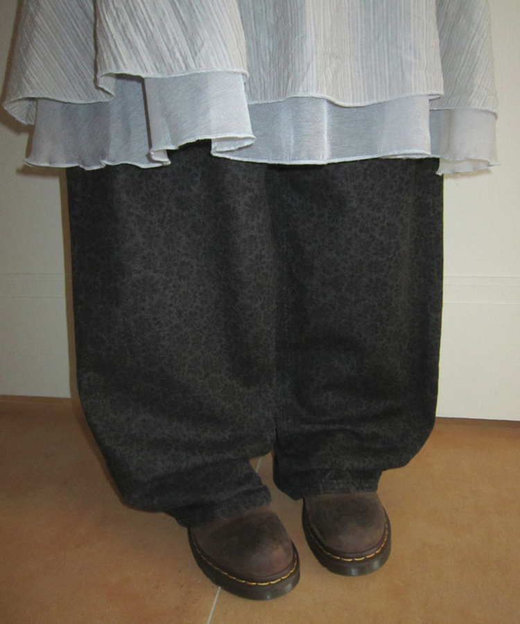 デイジーフラワーワイドデニムパンツ BLACK