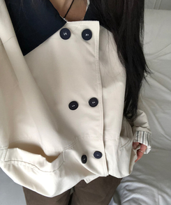 ボタンバイカラークロップジャケット LIGHT BEIGE