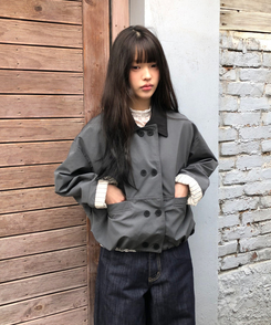 ボタンバイカラークロップジャケット CHARCOAL