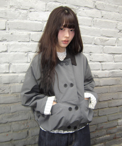 ボタンバイカラークロップジャケット CHARCOAL