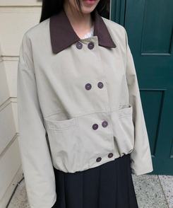 ボタンバイカラークロップジャケット BEIGE