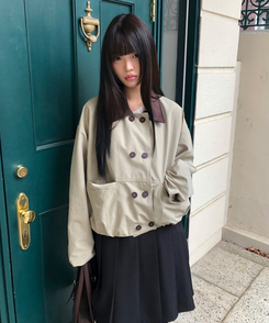 ボタンバイカラークロップジャケット BEIGE