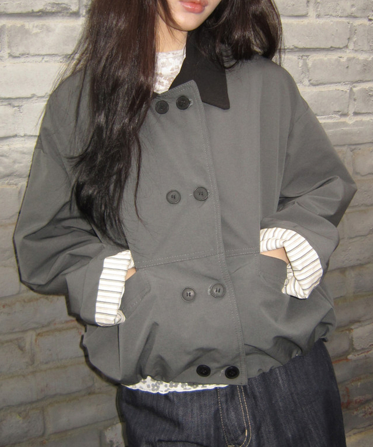 ボタンバイカラークロップジャケット CHARCOAL