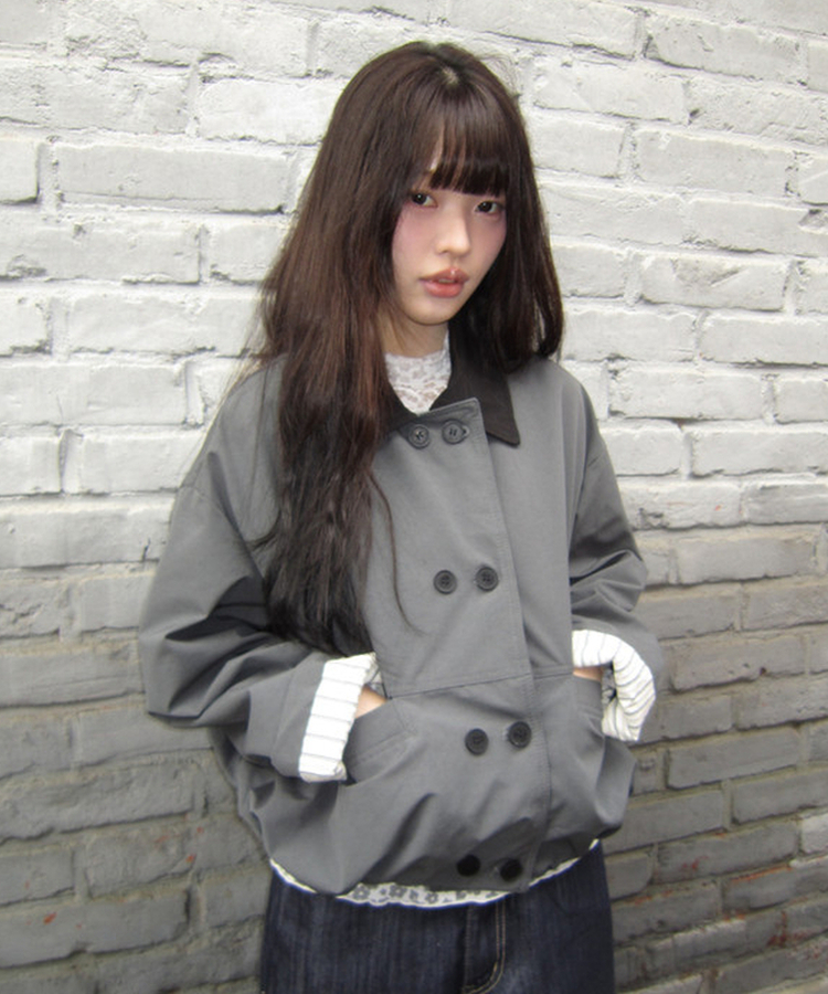 ボタンバイカラークロップジャケット CHARCOAL