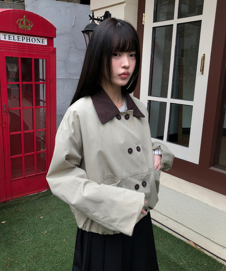 ボタンバイカラークロップジャケット BEIGE