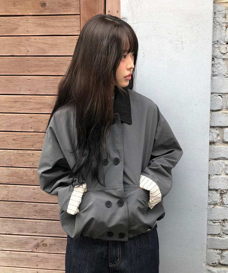 ボタンバイカラークロップジャケット CHARCOAL