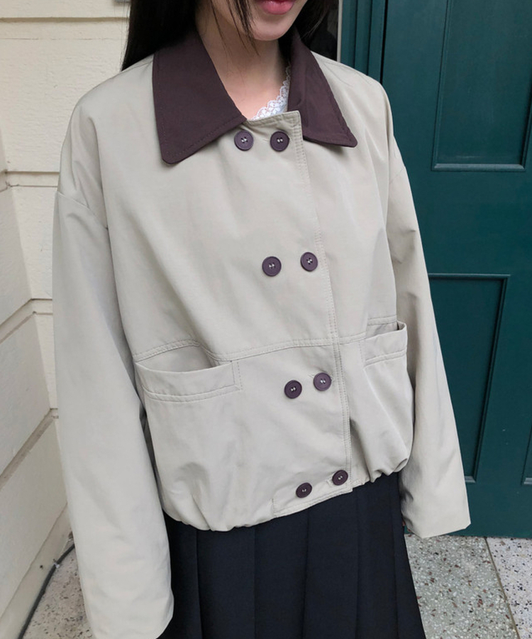 ボタンバイカラークロップジャケット BEIGE