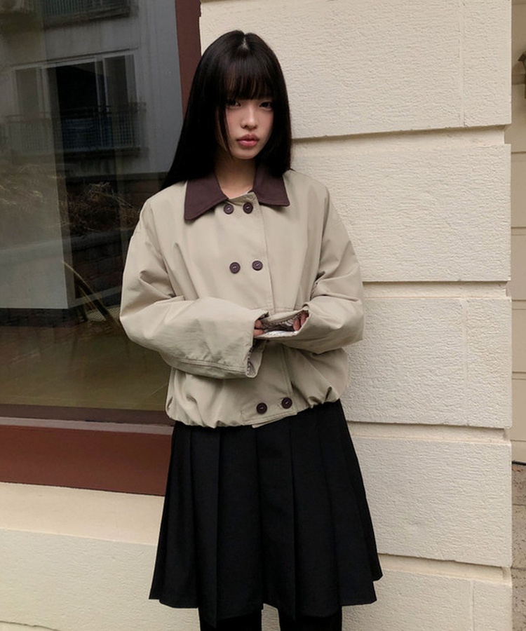 ボタンバイカラークロップジャケット BEIGE