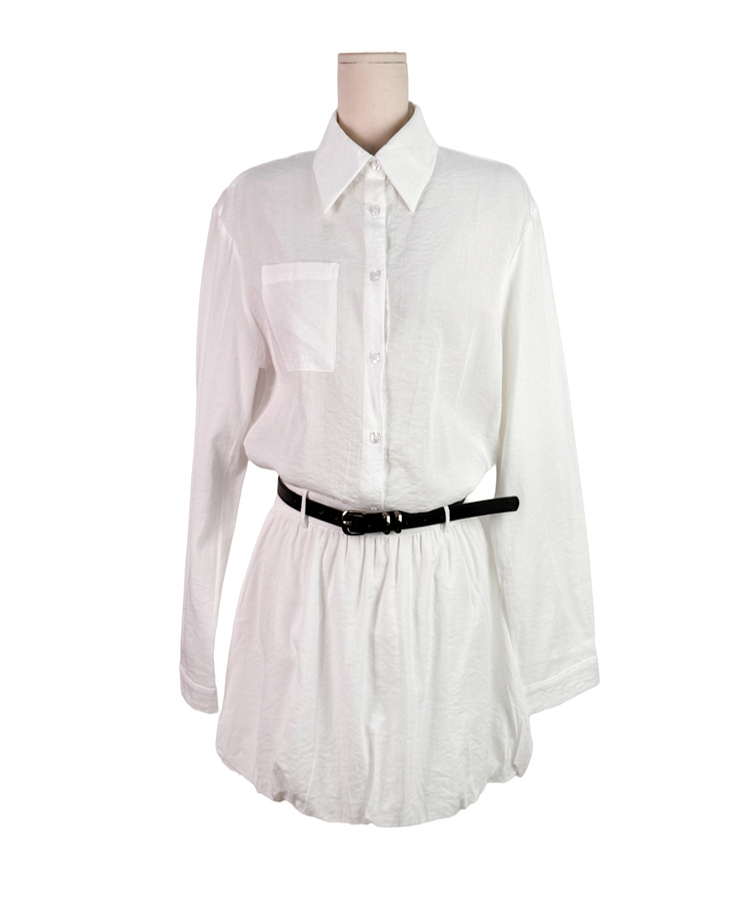 【ベルト付き】バルーンスコットンワンピース