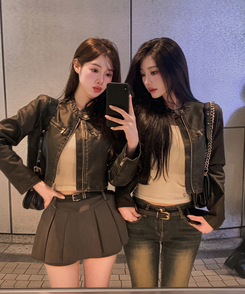 ディープムードボタンクロップレザージャケット BROWN