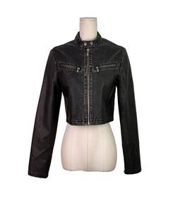 ディープムードボタンクロップレザージャケット