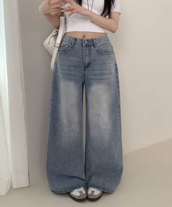 【丈別】ウォッシュワイドデニムコットンパンツ(6color) LIGHT DENIM