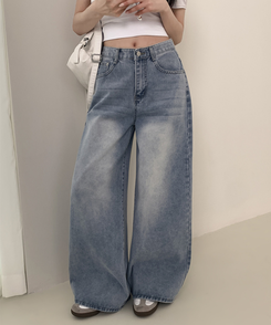 【丈別】ウォッシュワイドデニムコットンパンツ(6color) LIGHT DENIM