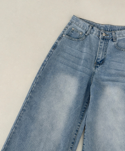 【丈別】ウォッシュワイドデニムコットンパンツ(6color)