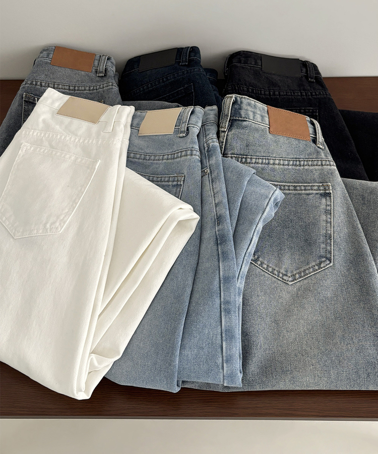 【丈別】ウォッシュワイドデニムコットンパンツ(6color)