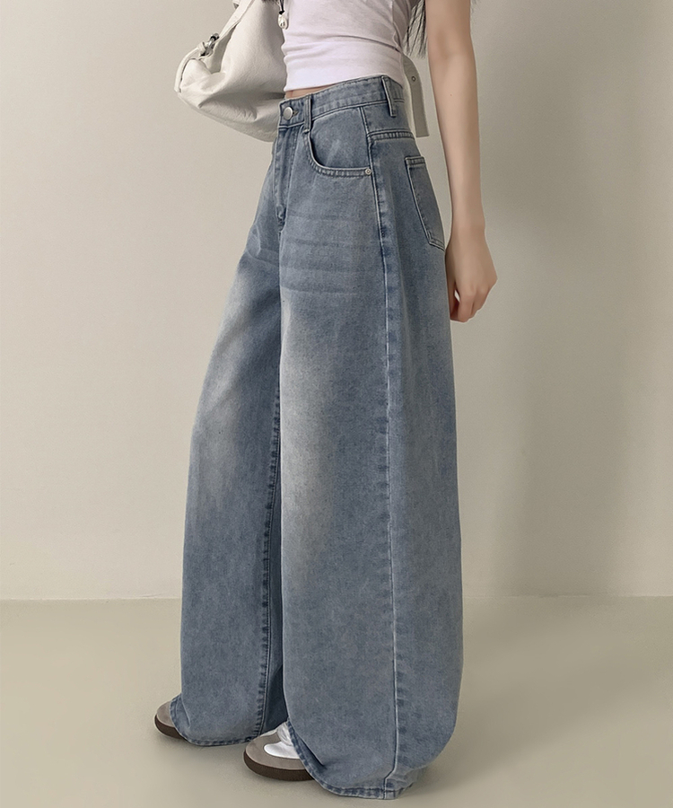 【丈別】ウォッシュワイドデニムコットンパンツ(6color) LIGHT DENIM