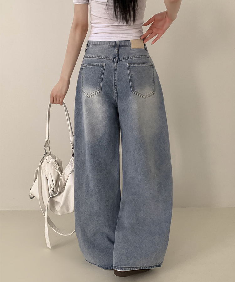 【丈別】ウォッシュワイドデニムコットンパンツ(6color) LIGHT DENIM