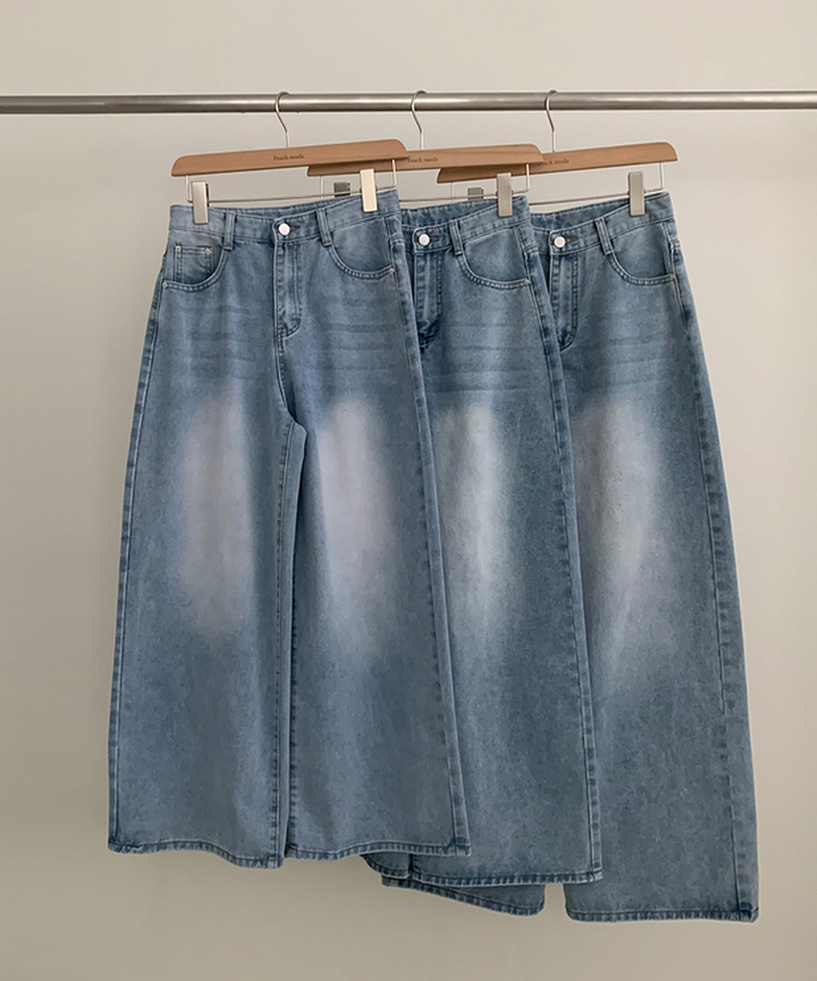 【丈別】ウォッシュワイドデニムコットンパンツ(6color)