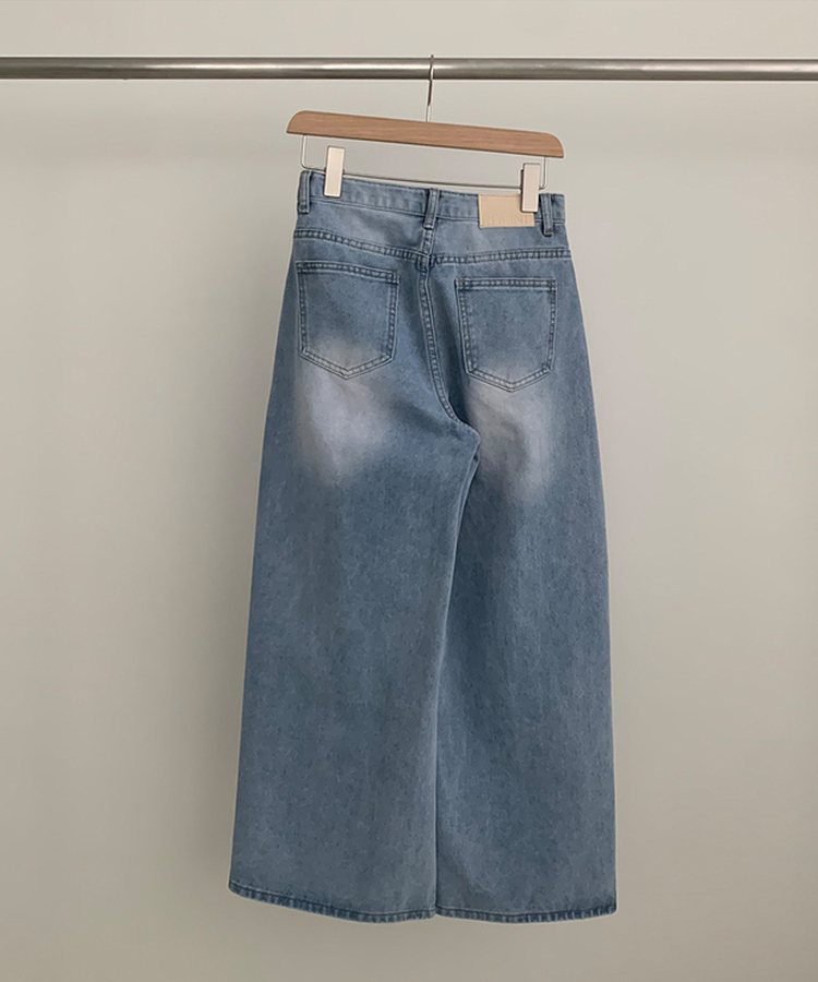 【丈別】ウォッシュワイドデニムコットンパンツ(6color)