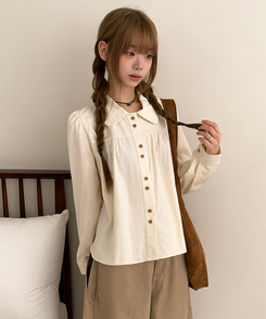 ラウンドツーボタンブラウス BEIGE