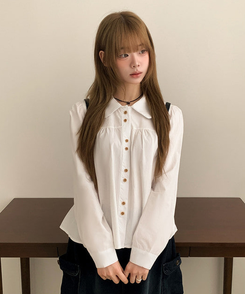 ラウンドツーボタンブラウス IVORY