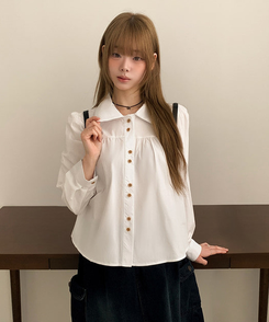 ラウンドツーボタンブラウス IVORY