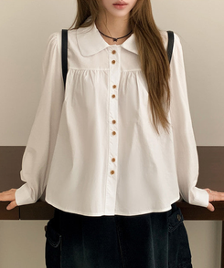 ラウンドツーボタンブラウス IVORY