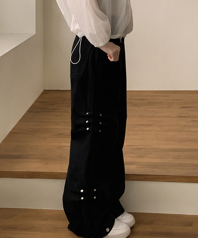 ベーシック リベットパンツ BLACK