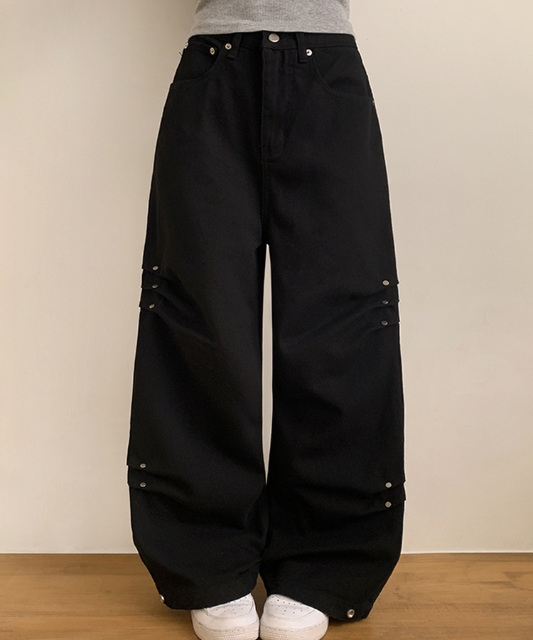 ベーシック リベットパンツ BLACK