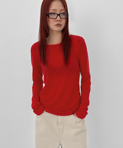 ラウンドテンセル長袖Tシャツ(8color) RED
