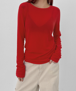 ラウンドテンセル長袖Tシャツ(8color) RED