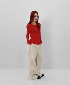 ラウンドテンセル長袖Tシャツ(8color) RED